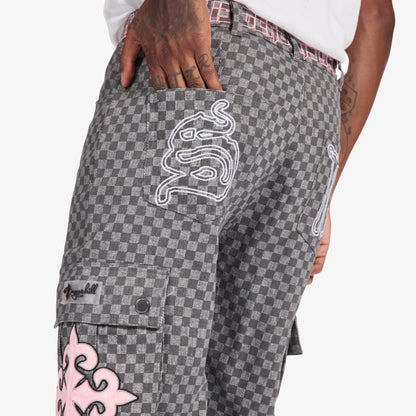 Sugarhill Darling Cargo Pants - Grey Grid Denim Exchange