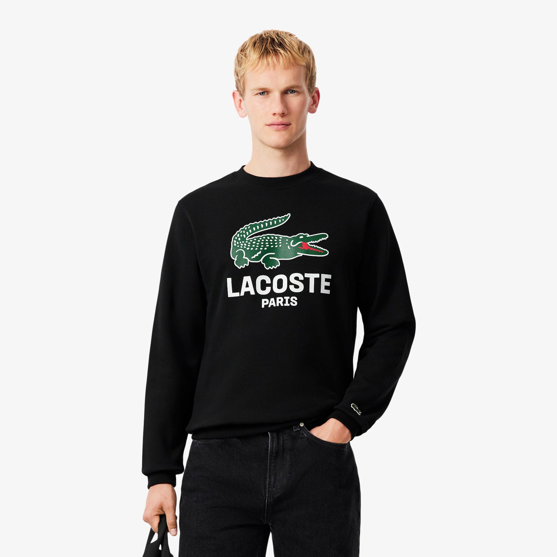 Lacoste Printed Crewneck Sweatshirt - Black Denim Exchange