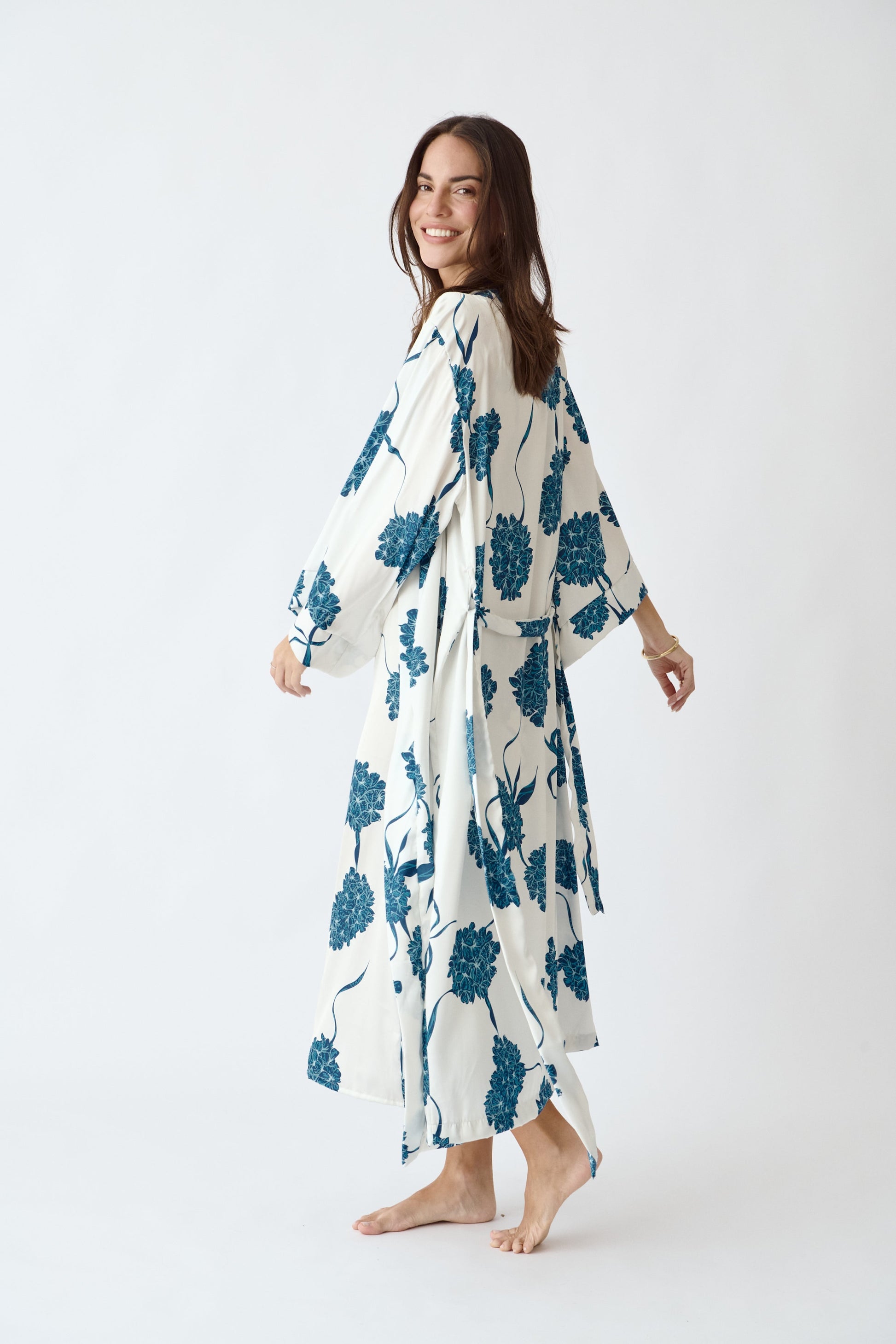 Washable Silk Kimono & Dress Set - Blossom Simoné Sleepwear USA