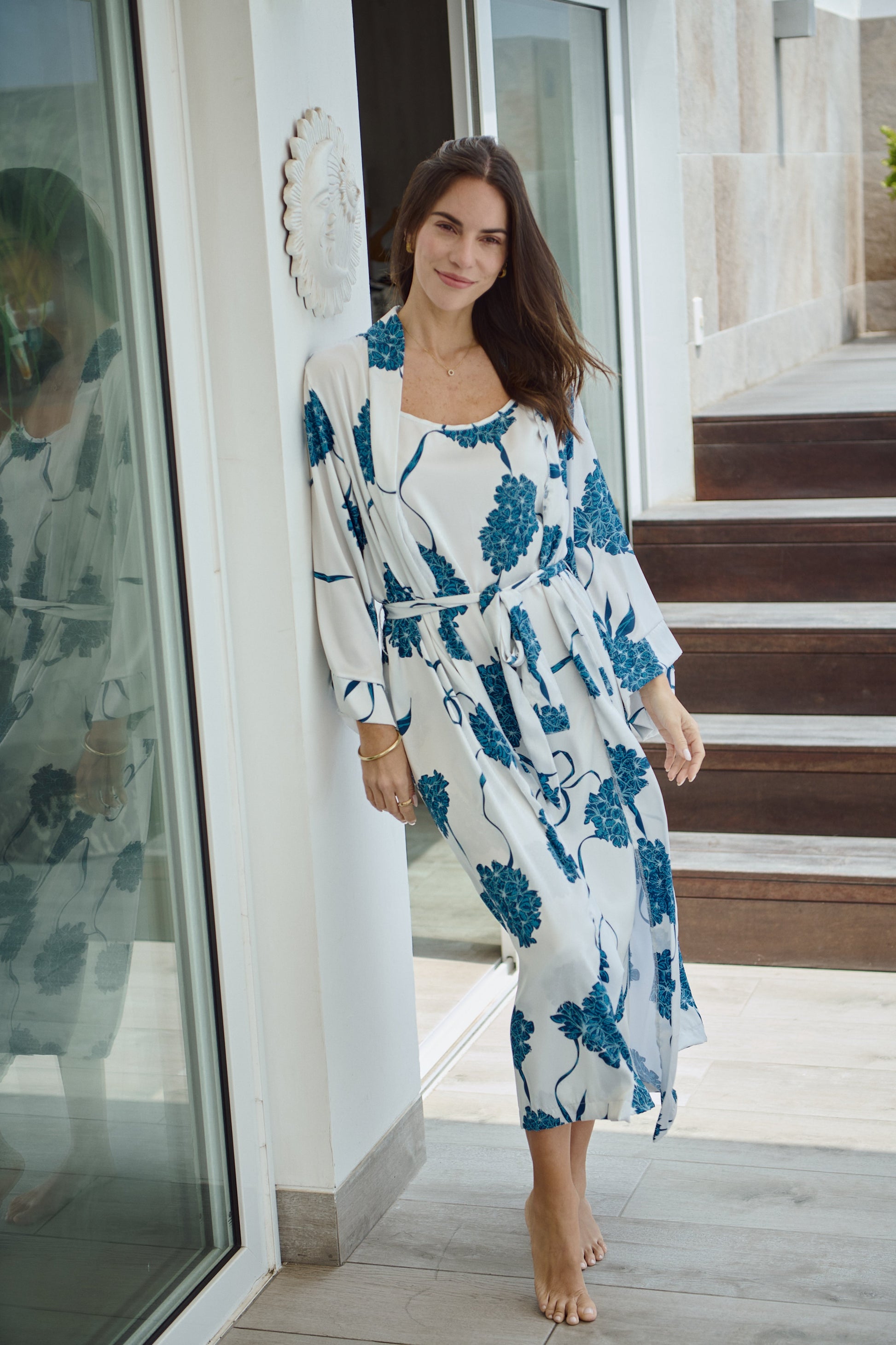 Washable Silk Kimono & Dress Set - Blossom Simoné Sleepwear USA
