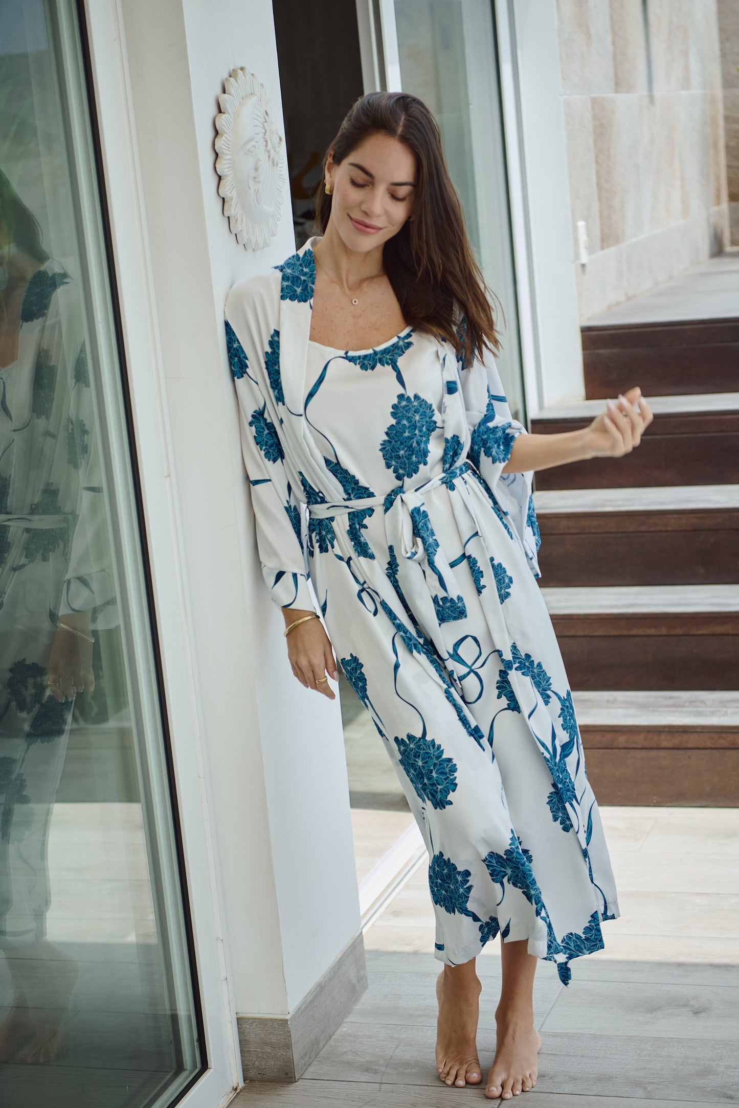 Washable Silk Kimono & Dress Set - Blossom Simoné Sleepwear USA