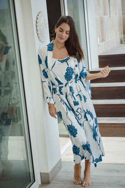 Washable Silk Kimono & Dress Set - Blossom Simoné Sleepwear USA