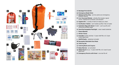 Survival Kit for Children, Dry Bag quakekits.com