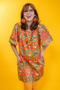 Brownstone Betties Square Neck Dress in Pumpkin & Olive Blue Platypus Clothing