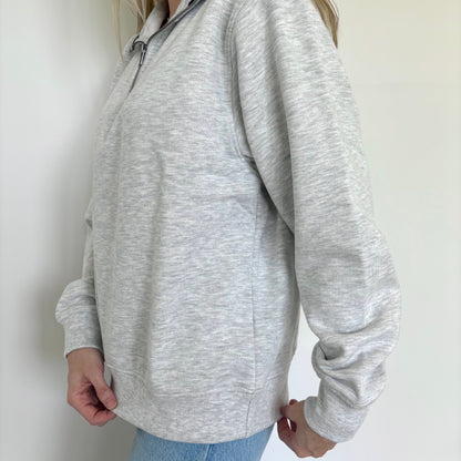 Heather Grey/Black Stripe Quarter Zip Pullover Ivy + Cloth