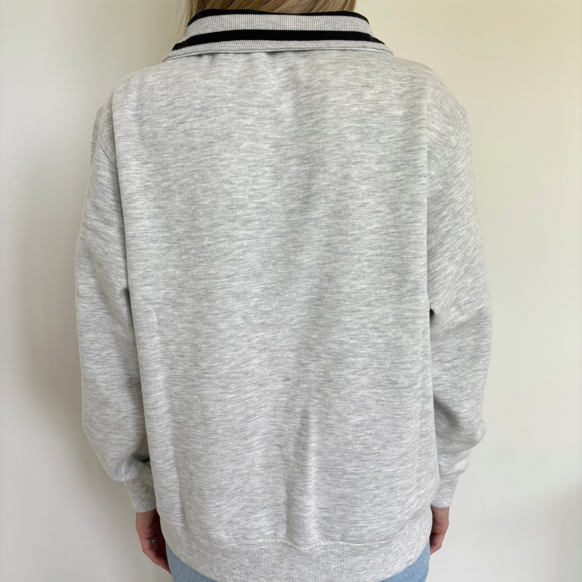 Heather Grey/Black Stripe Quarter Zip Pullover Ivy + Cloth