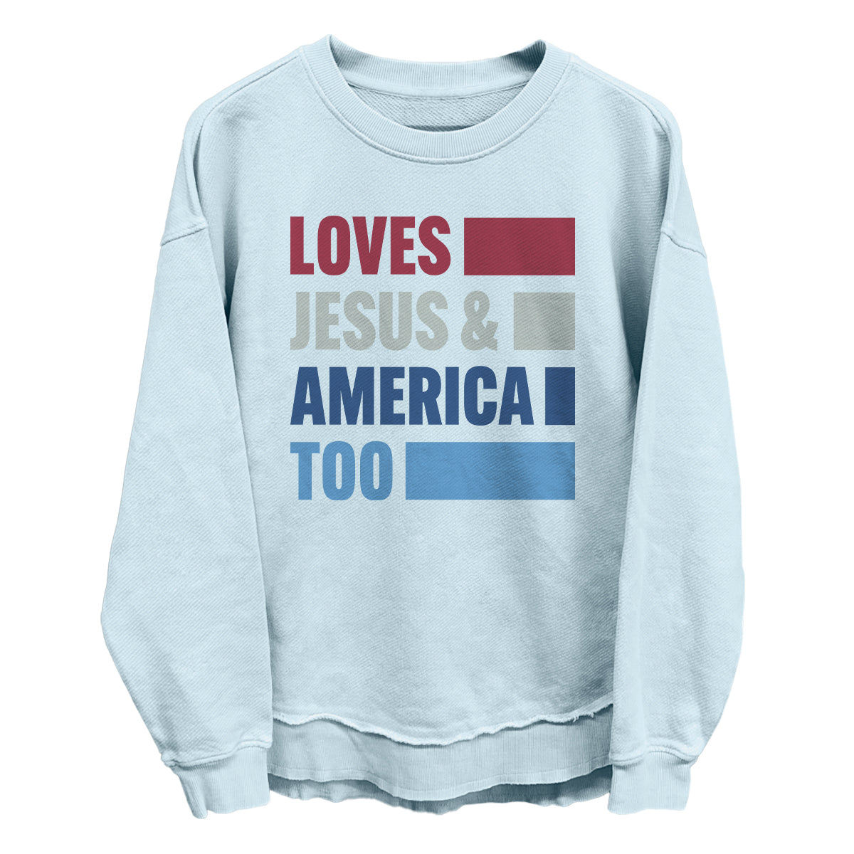 Loves Jesus & America Too Bold (Front) Shield Republic