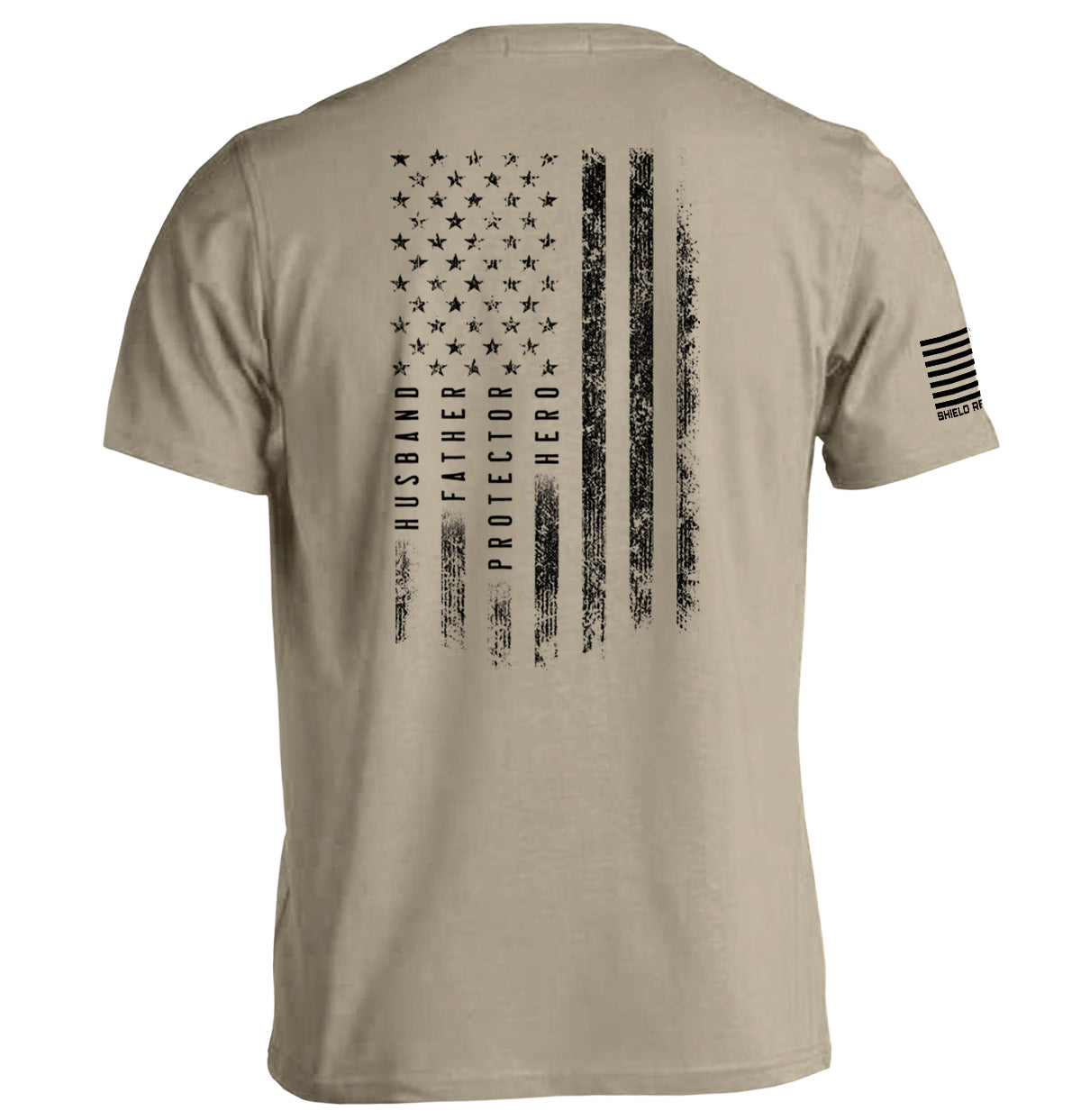 Husband Father Protector Hero American Flag Shield Republic