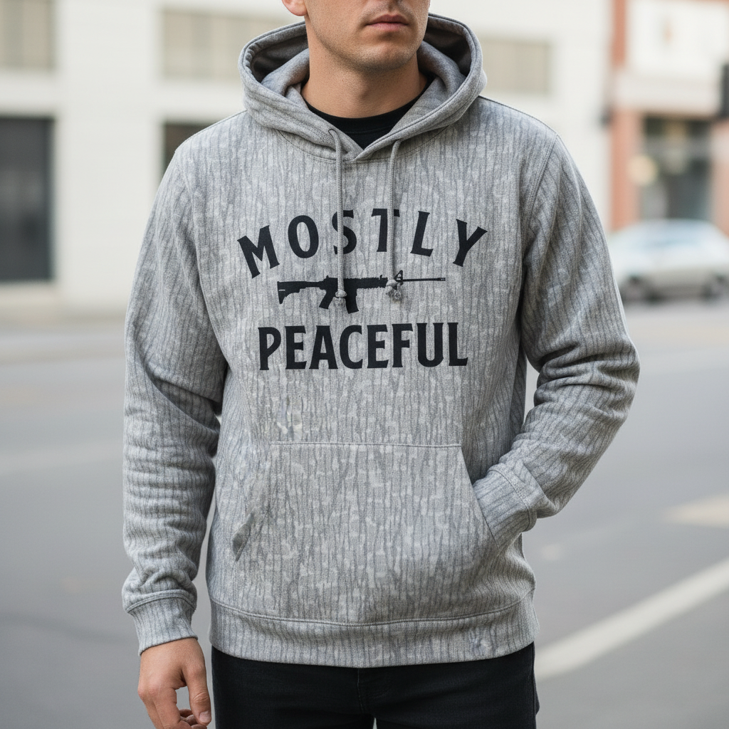 Mostly Peaceful (Black) Lightweight Hoodie Shield Republic