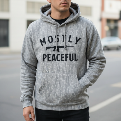Mostly Peaceful (Black) Lightweight Hoodie Shield Republic