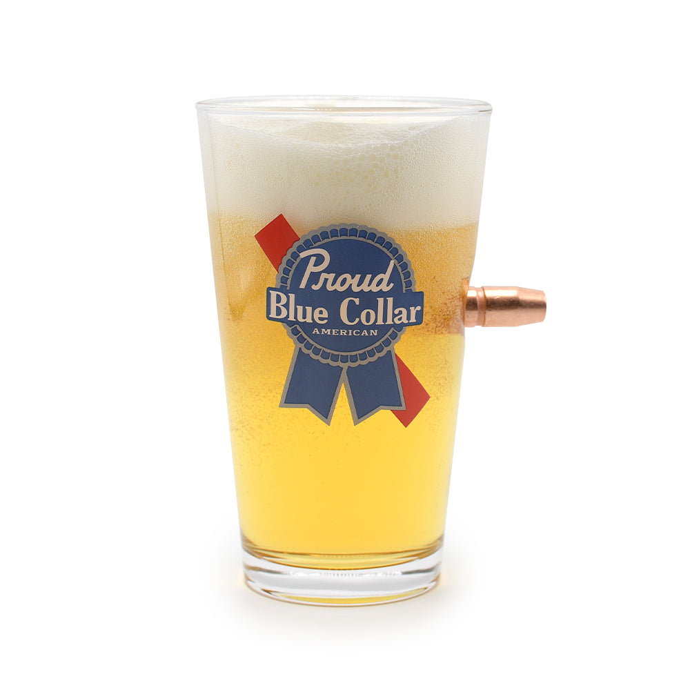 Proud Blue Collar - Pint Glass Shield Republic