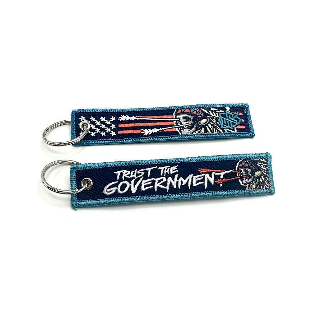 Trust the Government Jet Tag Keychain Shield Republic