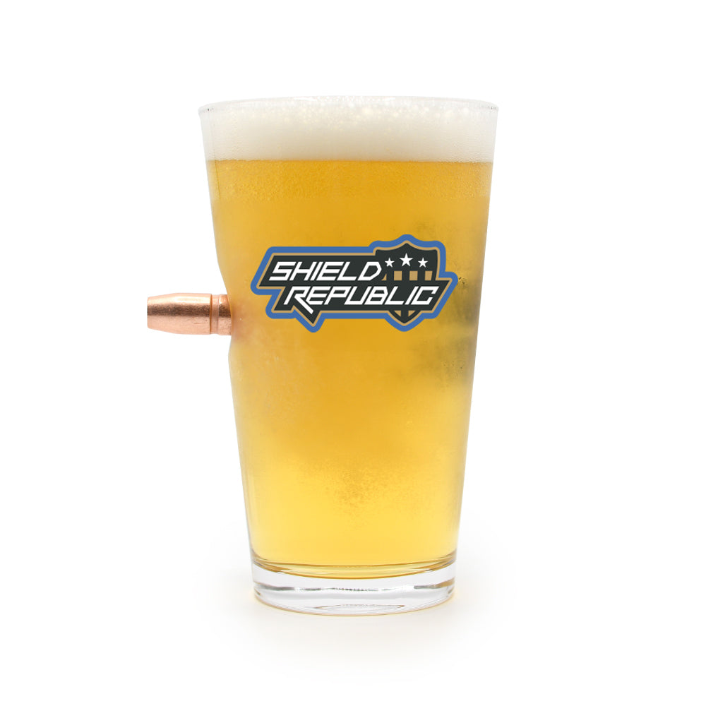 Father Figure - 50 Cal Pint Glass Shield Republic