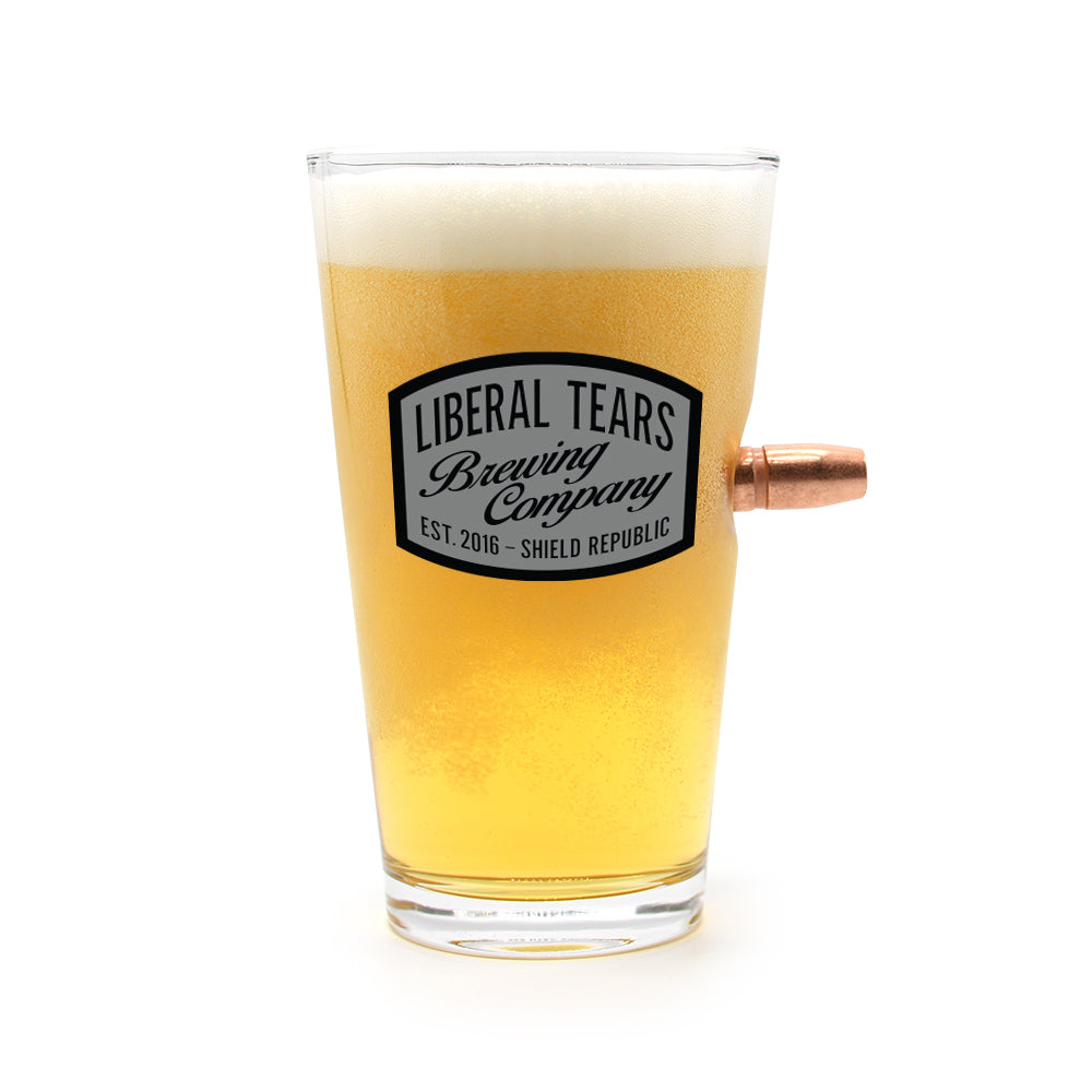 Liberal Tears Brewing Company - 50 Cal Pint Glass Shield Republic