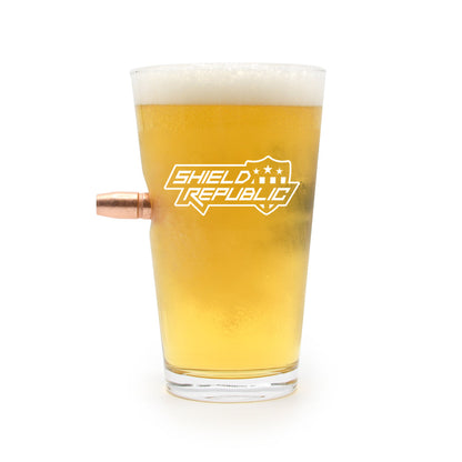 Firearm Flag - 50 Cal Pint Glass Shield Republic