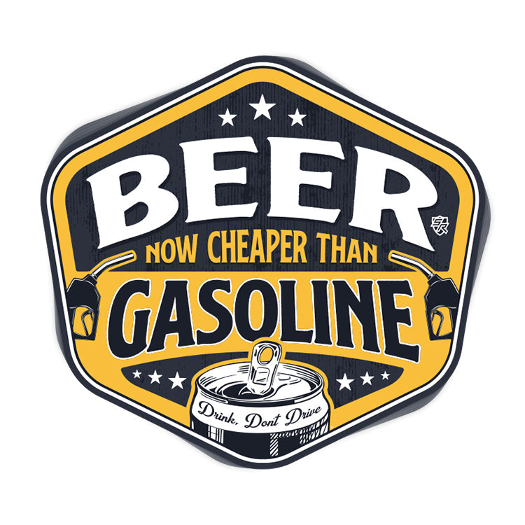 Beer Now Cheaper than Gasoline Decal Shield Republic