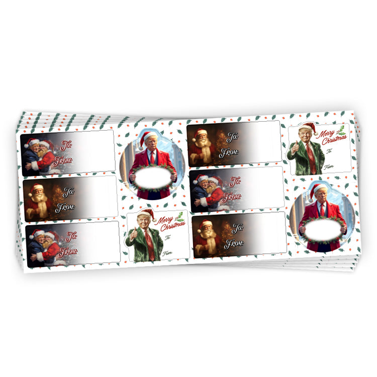 Trump Christmas Gift Tag Sticker Sheet Shield Republic