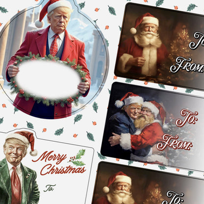 Trump Christmas Gift Tag Sticker Sheet Shield Republic
