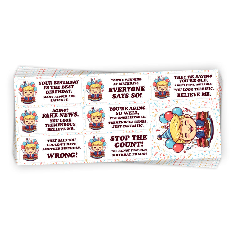 Cartoon Donald Trump Birthday Sticker Sheet Shield Republic