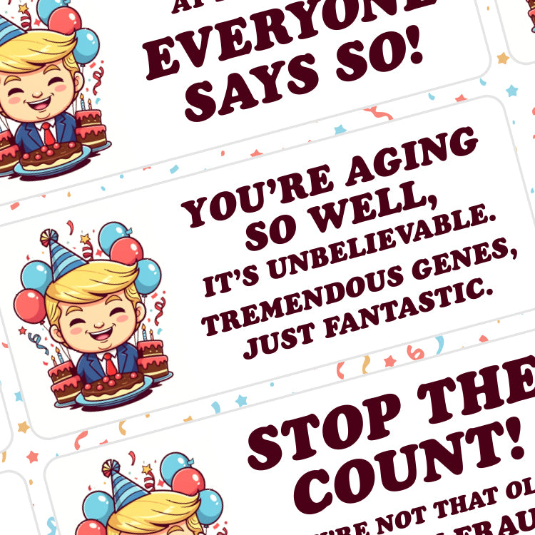 Cartoon Donald Trump Birthday Sticker Sheet Shield Republic