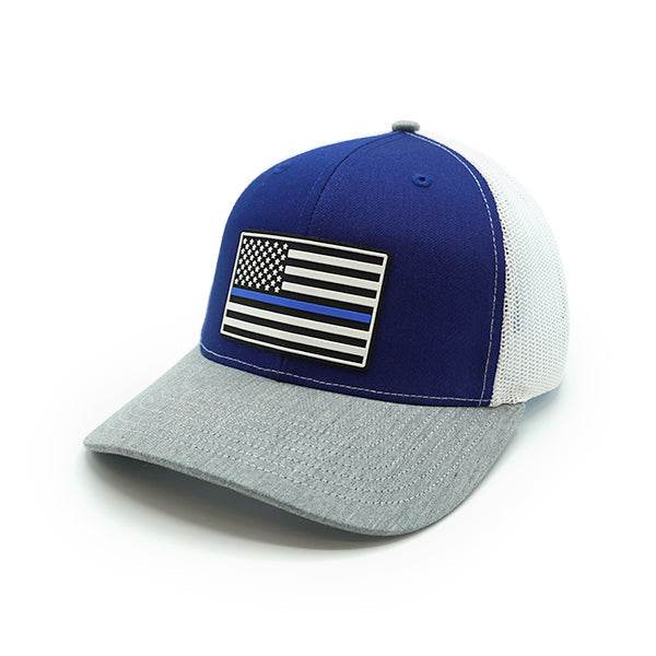 Thin Blue Line Flag PVC Patch Hat Shield Republic