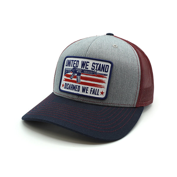United We Stand Disarmed We Fall Woven Patch Hat Shield Republic