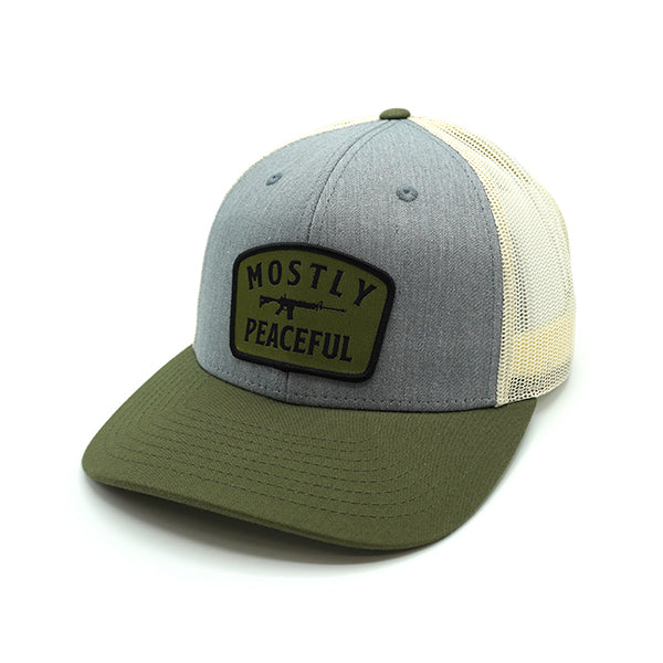 Mostly Peaceful Woven Patch Hat Shield Republic