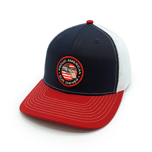 Proud American Gun Owner Woven Patch Hat Shield Republic