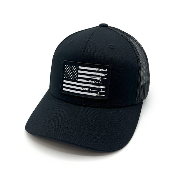 Firearm Flag Woven Patch Hat Shield Republic