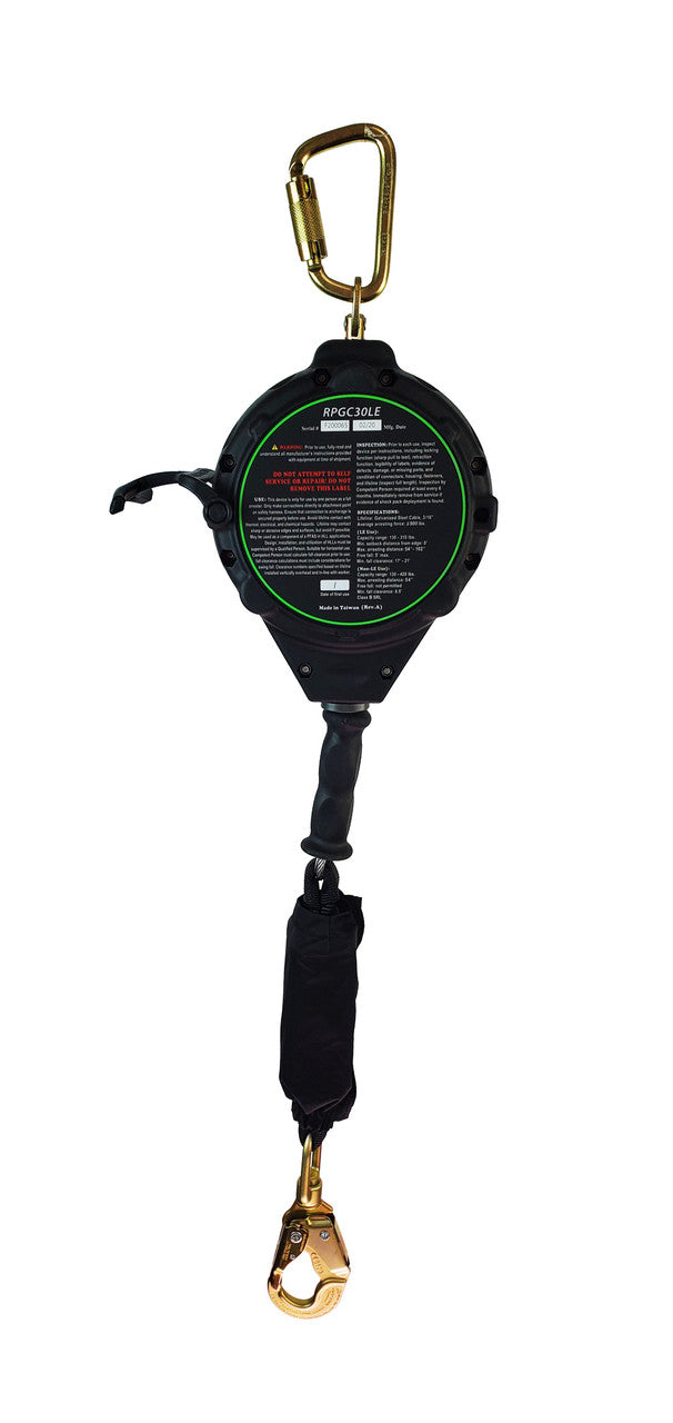 Frontline RPGCLE Leading Edge Cable Single Leg SRL with Steel Snap Hook End with Carry on Handle and Tagline 50' VM Hardware