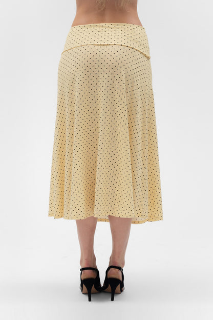 FOLDOVER FLARED MAXI SKIRT IN BUTTER findmenowthelabel
