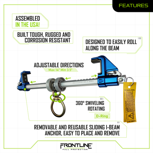 Frontline ST14AH Aluminum Bantam Beamer Anchor for 3.5??- 14?? Wide I-Beams VM Hardware