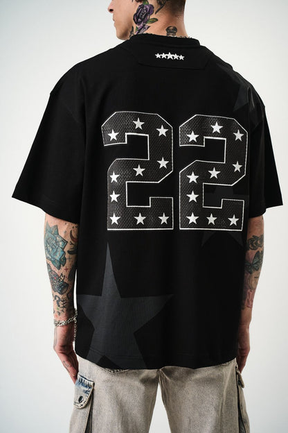 Men's Oversize 'STARZ / 22' Graphic T-Shirt - Streetwear Star Print Tee Withinblack