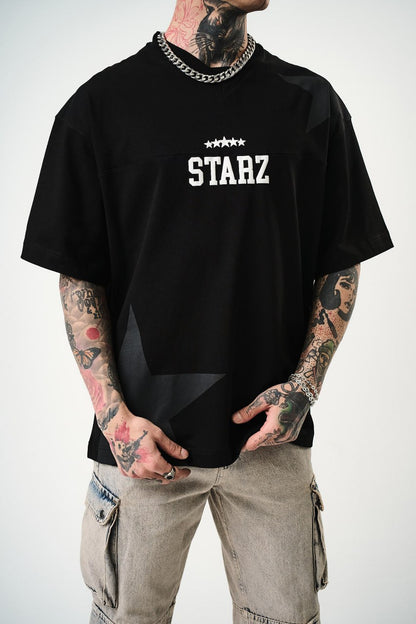 Men's Oversize 'STARZ / 22' Graphic T-Shirt - Streetwear Star Print Tee Withinblack
