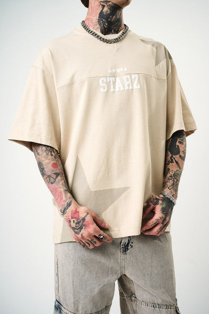 Men's Oversize 'STARZ / 22' Graphic T-Shirt - Streetwear Star Print Tee Withinblack