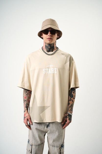 Men's Oversize 'STARZ / 22' Graphic T-Shirt - Streetwear Star Print Tee Withinblack
