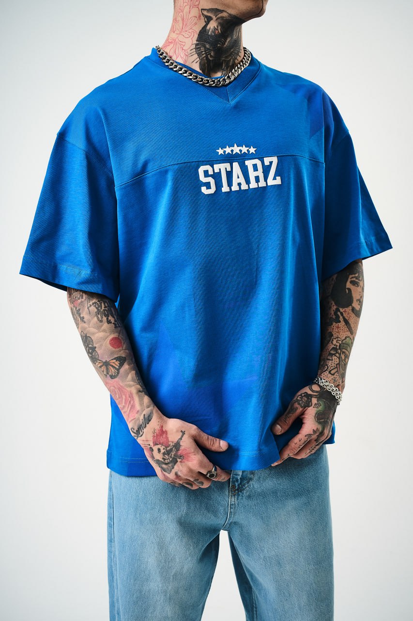 Men's Oversize 'STARZ / 22' Graphic T-Shirt - Streetwear Star Print Tee Withinblack