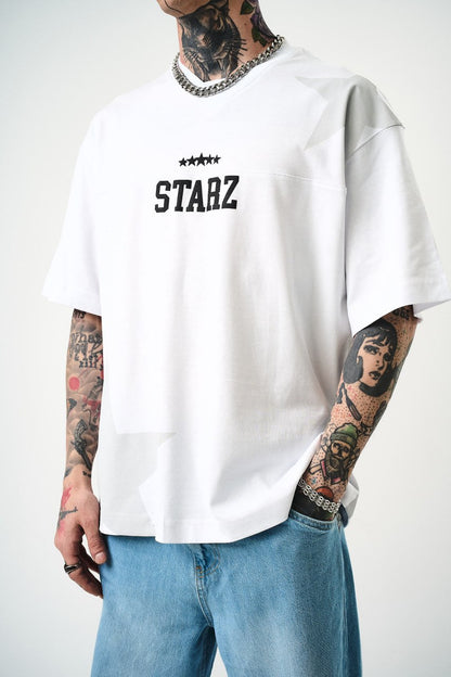 Men's Oversize 'STARZ / 22' Graphic T-Shirt - Streetwear Star Print Tee Withinblack