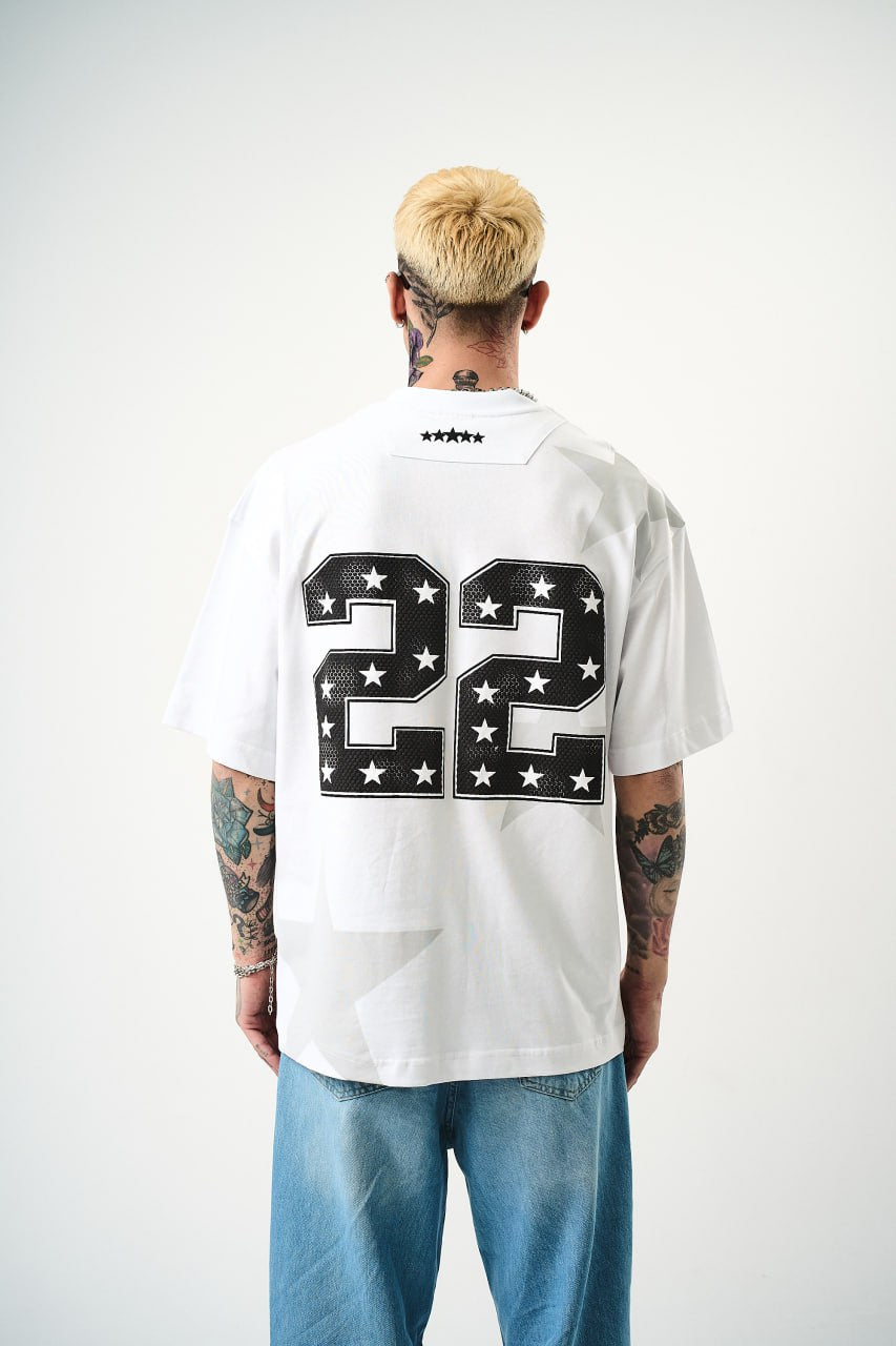 Men's Oversize 'STARZ / 22' Graphic T-Shirt - Streetwear Star Print Tee Withinblack