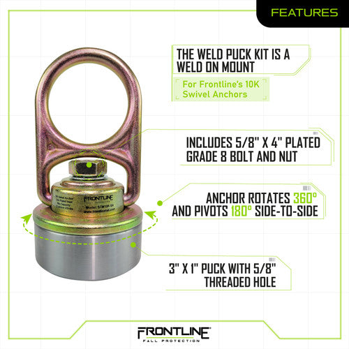 Frontline STMP10K-WO + STM10K-SA MEGA Swivel 10k Steel Anchor with Weld-on Puck VM Hardware