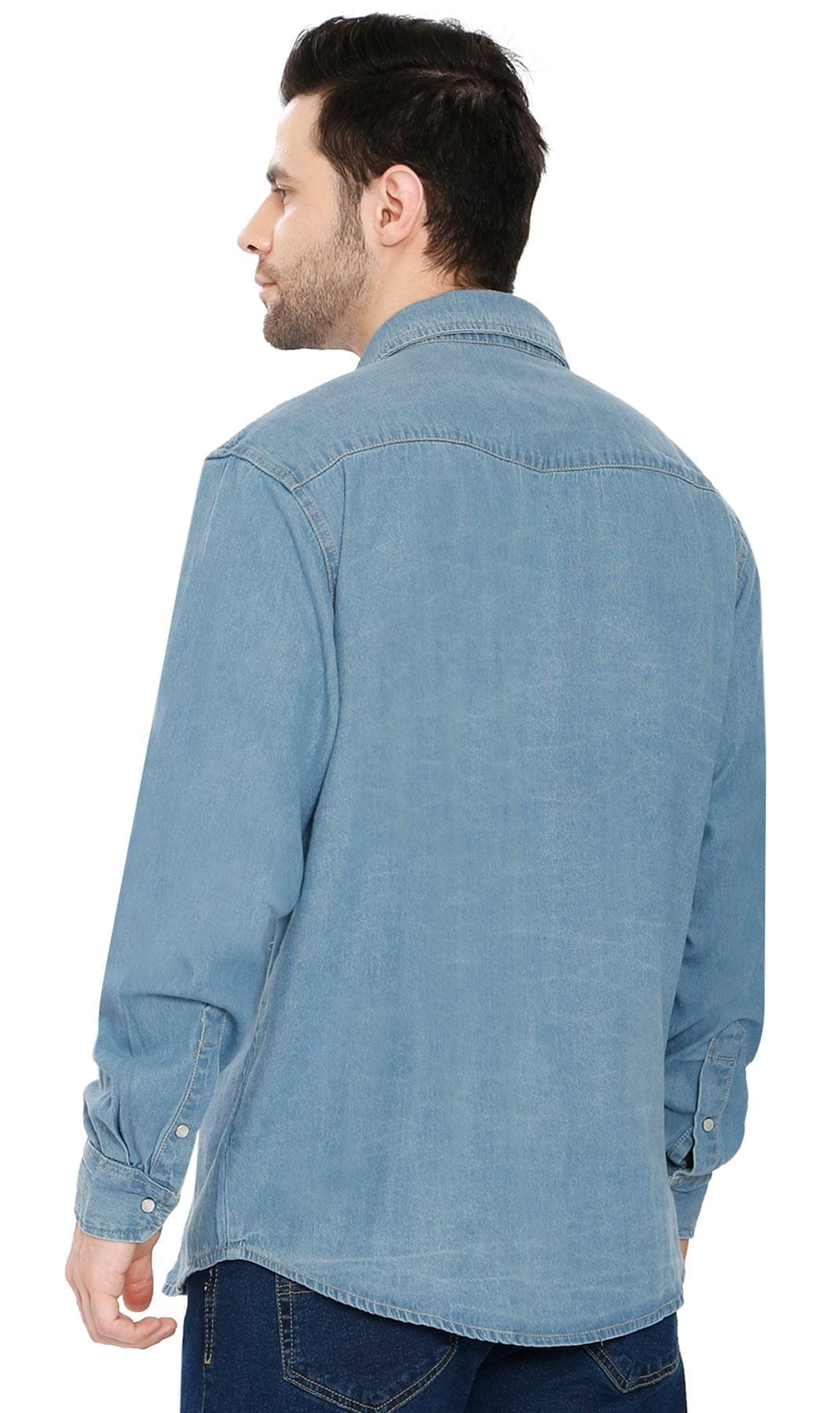 Mens Western Snap Front Button Shirt in Denim and Twill with a Stitched Yoke and Chest Pockets TURTLE BAY APPAREL