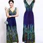 Vintage Floral Maxi Dress - Bohemian Beach V-Neck