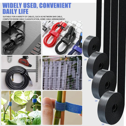 Reusable Hook Loop Cable Ties Wire Winder Organizer 1/2/3/5M For Desk Cable Management USB Mouse Earphone Cord Protector Pi-Mart