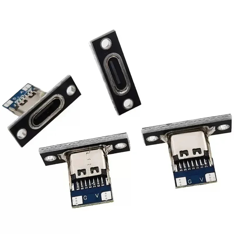 USB 3.1 Type C Socket with Screw Fixing Plate Type-C USB Jack 3.1 Type-C 4Pin 2Pin Female Connector Jack Charging Port Pi-Mart