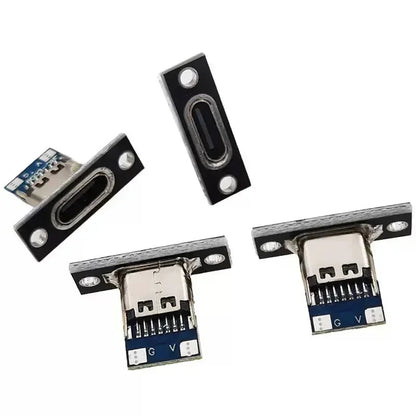 USB 3.1 Type C Socket with Screw Fixing Plate Type-C USB Jack 3.1 Type-C 4Pin 2Pin Female Connector Jack Charging Port Pi-Mart