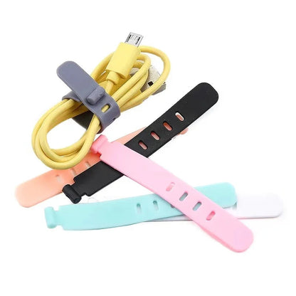 20pcs Cable Organizer Ties Clip Charger Cord Management Silicone Wire Manager Mouse Earphone Holder Data Line Winder Straps Pi-Mart