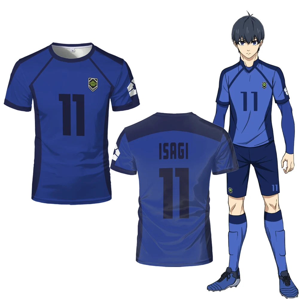 Anime Japanese Blue Lock Isagi Yoichi Football Jersey T-shirt Cosplay Hyoma Chigiri Meguru Bachira Tee Original Children Clothes NovaCart