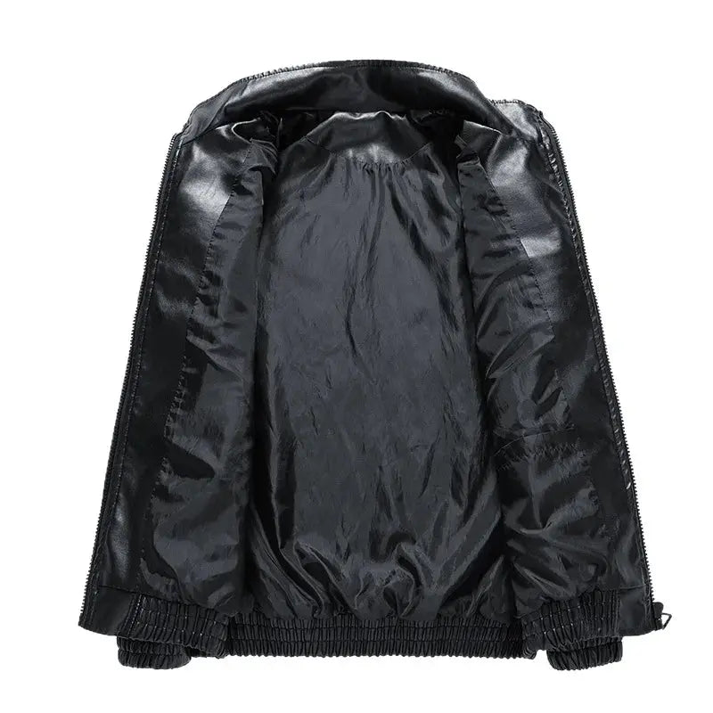 Men's Leather Jacket 2026 New Fall Standing Collar Motorcycle Coat PU Leather Jacket Trendy American Casual Outfit Coat NovaCart