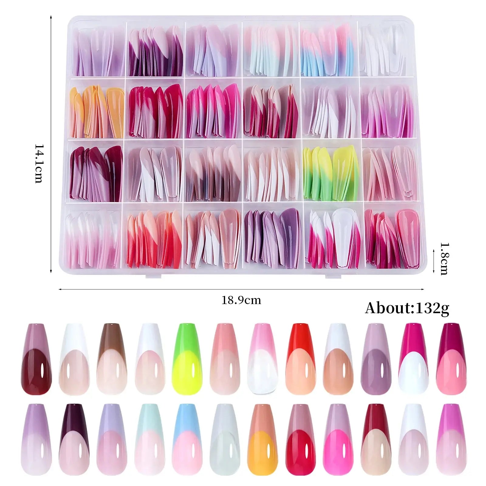 288PC False Nails Tips Coffin Almond Colorful French Acrylic Press On Nails Pre-Design Gel Nails Art Capsule For Girls Women NovaCart