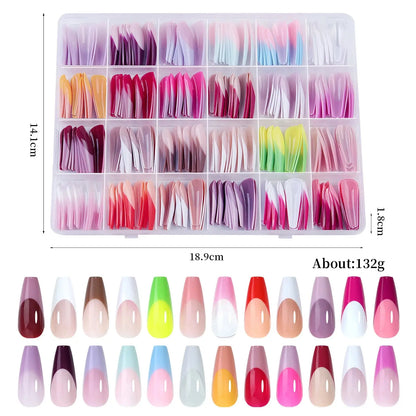 288PC False Nails Tips Coffin Almond Colorful French Acrylic Press On Nails Pre-Design Gel Nails Art Capsule For Girls Women NovaCart